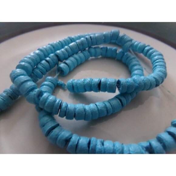 1 Strand Blue Coconut Shell Tila Tile Beads - Picture 1 of 2